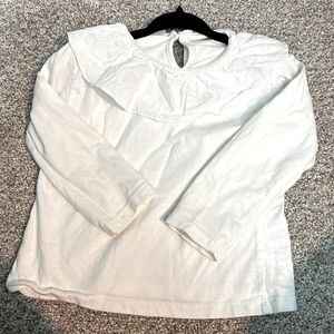 EUC white Zara long sleeve with ruffle collar 18-24m